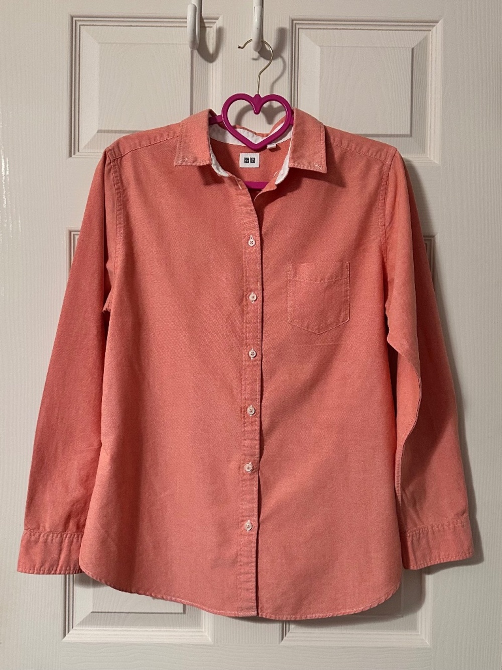 Uniqlo Y2K cotton coral casual button down long sleeve